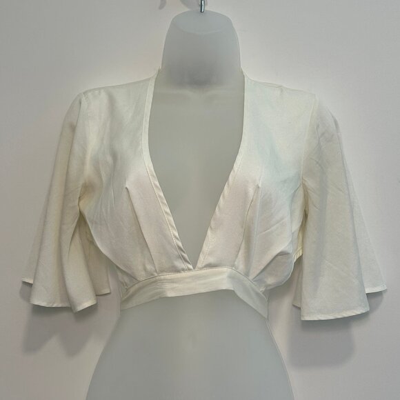 Nasty Gal Tops - Nasty Gal Satin Deep V Wrap Top | Size S